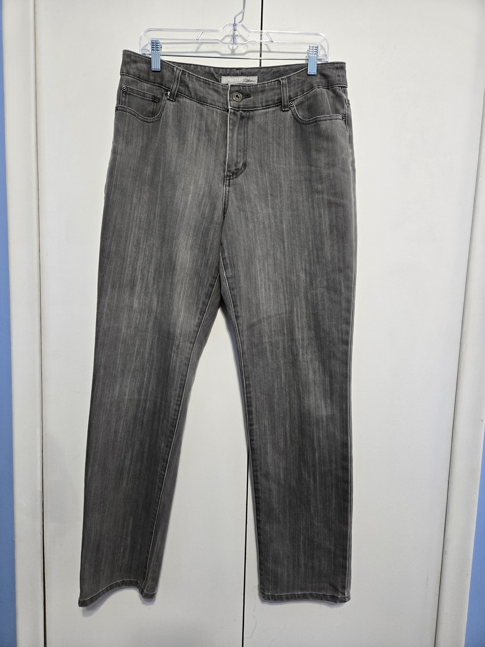 Chico's Platinum Ultimate Fit Slim Leg Gray Stretch Jeans Size 2R